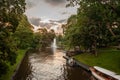 pilsetas kanals (the riga city canal) in the Bastejkalns Park during a sunset afternoon. It\'s a city park in Riga Royalty Free Stock Photo