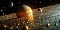 A picture of a planet with many bubbles floating in space Royalty Free Stock Photo