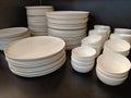 Picture of plates and bowls with selective focus Royalty Free Stock Photo
