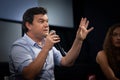 BELGRADE, SERBIA - OCTOBER 26, 2023: Selective blur on Thomas Piketty holding a lecture in belgrade, Serbia. Thomas Piketty is a