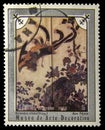 Picture postage stamp - Biombo chino fragment - Ave Fenix