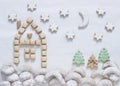 Picture or postcard landscape of different kinds of Christmas cookies.