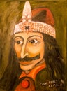 The picture of Prince Vlad the Impaler in old city of sighisoara,romania