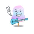 A picture of rainbow cotton candy playing a guitar