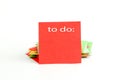 Picture of a red note paper with text Royalty Free Stock Photo