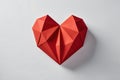 Red polygonal paper heart - Origami style