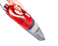 A picture of red 2 in 1 push-rod Type 800W Portable handheld vacuum household cleaner on white background