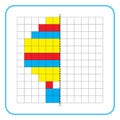 Picture reflection educational game for children. Learn to complete symmetrical worksheets for preschool activities. Royalty Free Stock Photo