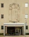 The bas-relief sculpture `Destiny` by Bernard Frazier above the entrance to the Federal Building & U.S. Courthouse, Oklahoma City.