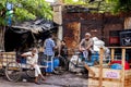 Picture of a rickshaw pullers at busy marketplace Royalty Free Stock Photo