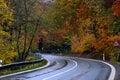 View of the road intertwining with the autumn landscape of the Javorniky mountains, Wallachia, 29.10.2020, Czech Republic