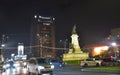 Road traffic at night Intercontinental Hotel in Bucharest Royalty Free Stock Photo