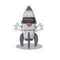 A Picture of rocket character wearing Virtual reality headset Royalty Free Stock Photo