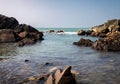 Picture of a rocky beach in Arambol beach, Goa, India Royalty Free Stock Photo