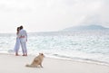 Picture of romantic young couple on the sea shore