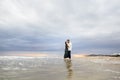 Picture of romantic young couple on the sea shore Royalty Free Stock Photo