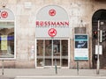 Rossmann logo on one of their shops for Hungary. Rossmann is a German Cosmectics and drug store brand developped in Central Europe