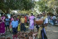 The picture of a rural tribal market place in India.