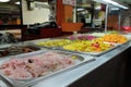 Picture of a salad bar at the booth with Shwarma Royalty Free Stock Photo