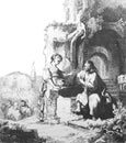 Picture Of Samarithan Woman Talking To Jesus Near The Well In The Old Book Des Peintres, By C. Blanc, 1863, Paris