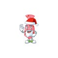 A picture of Santa pink love tie mascot picture style with ok finger