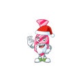 A picture of Santa pink stripes tie mascot picture style with ok finger