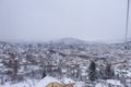 Picture of Sarajevo under the snow. Picture of Sarajevo from the Sarajevo cable car. Sarajevo in winter Royalty Free Stock Photo