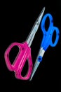 A picture of scissors with selected focus ,