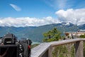 A picture of the sea to sky gondola view deck and the suspension bridge.