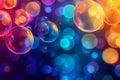 Picture of several soap bubbles on a colorful background created with Generative AI technology Royalty Free Stock Photo