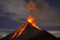 Volcano Eruption With Lava Captured At Night, On The Volcano Fuego In Guatemala