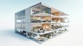 Architectural plan scheme of a Modern office building, cutaway Royalty Free Stock Photo