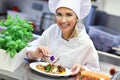 Busy chef at work in the restaurant kitchen Royalty Free Stock Photo