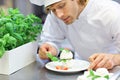 Busy chef at work in the restaurant kitchen Royalty Free Stock Photo