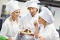 Busy chefs at work in the restaurant kitchen Royalty Free Stock Photo