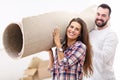 Happy adult couple moving out or in to new home Royalty Free Stock Photo