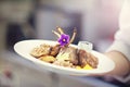 Lamb dish served in fency hotel restaurant Royalty Free Stock Photo