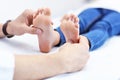 Little girl in clinic having a checkup with orthopaedist Royalty Free Stock Photo