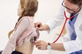 Little girl in clinic having a checkup with pediatrician Royalty Free Stock Photo