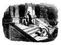 A Pharisee and a Publican Praying on the Steps of the Temple vintage illustration