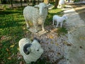 The picture shows a beautiful statue of a sheep in a recreation park. Royalty Free Stock Photo