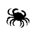 Black realistic silhouette of a crab on a white background Royalty Free Stock Photo