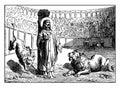 Ignatius of Antioch is Martyred by Being Fed to Lions vintage illustration