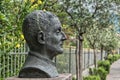 Profile of the bust of Hans Norman Falkner on the Falkner Promenade in Tirolo