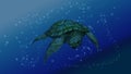 The picture shows a sea turtle in the ocean. The large picture format allows you to use the picture as your desktop background.