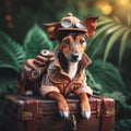 Resubmit Brave puppy prepares for the big trip. AI generated Illustration