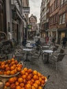 A street in Rouen, France - oranges.