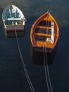 View of two small fishing boats moored in the port. Peace and quiet concept Royalty Free Stock Photo