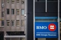 Bank of Montreal logo, known as BMO, in front of their main office. Called as well banque de Montreal, it is one of the main banks