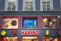 BONN, GERMANY - NOVEMBER 7, 2022: haribo logo on their store in Bonn. haribo is a german confectionery producer known for its Royalty Free Stock Photo